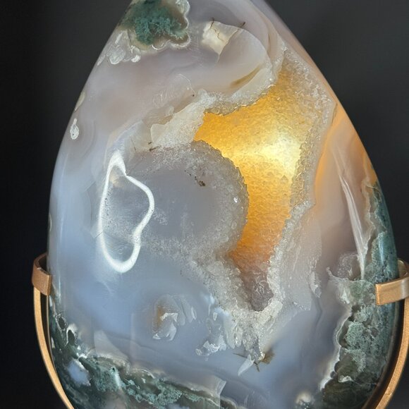 Rare Moss Agate Tear Drop Druzy Crystal 6lbs 5oz Earth Land Water Natural Geode - Picture 1 of 14